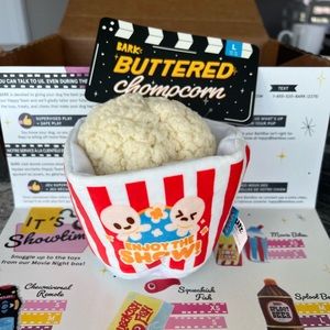 🐶NWT Bark Box BARKBUSTER MOVIE NIGHT April Box BUTTERED CHOMPCORN Plush Dog Toy